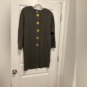 Olive Green Dress with Gold Star Buttons